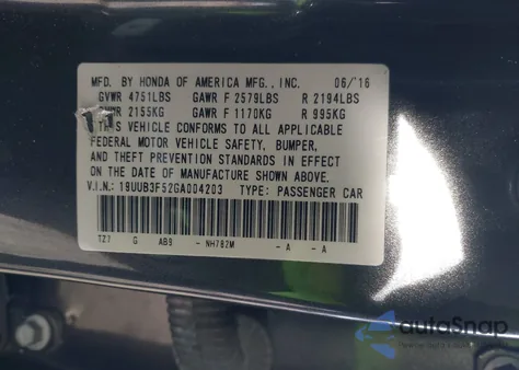 2016 Acura Tlx V6 Tech from USA, damaged, VIN 19UUB3F52GA004203